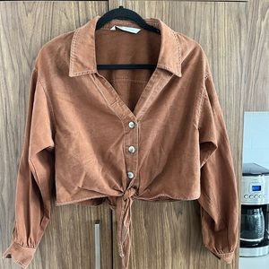 Zara Cropped Tie Blouse